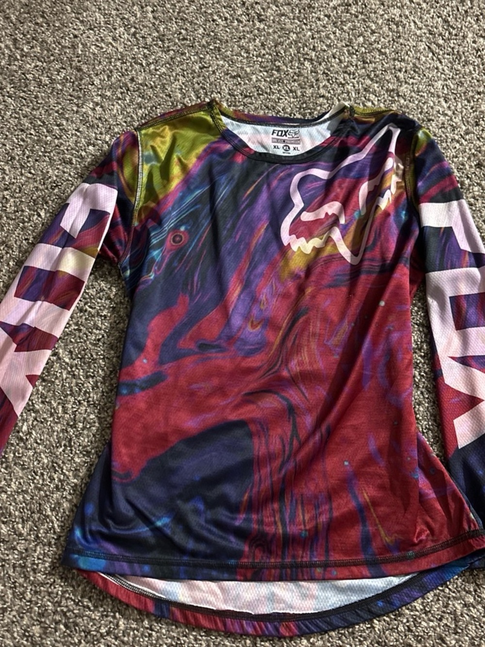Fox Long Sleeve Swirl Performance Jersey - Red, Purple, Blue